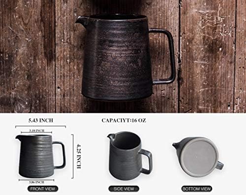 Versatile Microwavable Pitcher with Metallic Glaze 16oz
