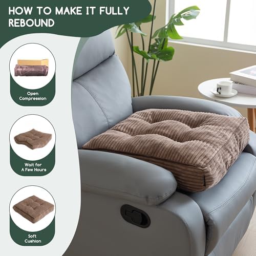 HIGOGOGO Tufted Corduroy Recliner Cushion 20x20x4