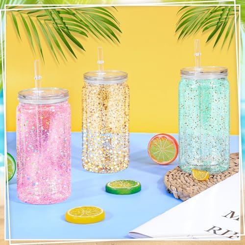 HOMIEE 8 Pack 16 Oz Snow Globe Tumblers with Tools