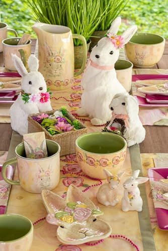 Boston International Ceramic Drink Pitcher with Bunny Flower Crown