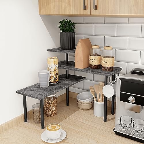 Homode 3 Tier Corner Shelf Organizer Rustic Grey