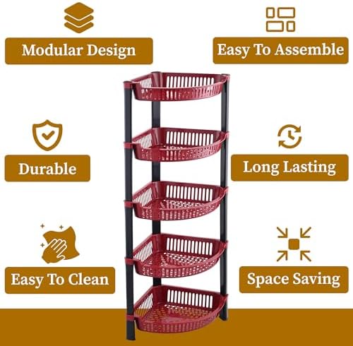2 Pcs Folding Plastic 5 Tier Fruit Veggie Storage Stand