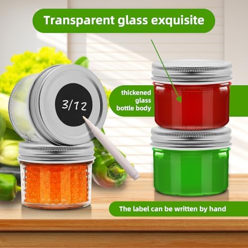 6Pcs 4oz Food Grade Mason Jars with Airtight Lids