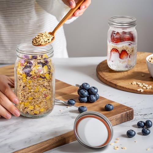 MirthMood 32 OZ Wide Mouth Mason Jars 4 Pack