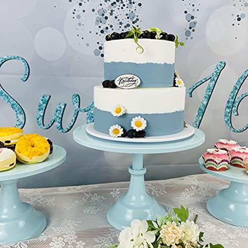 3 Pcs Blue Metal Cake Stand Set for Parties and Celebrations
