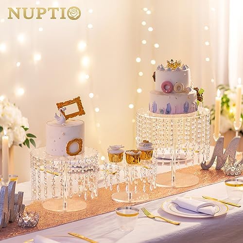 NUPTIO Clear Acrylic Cake Stand 122 Inch Round