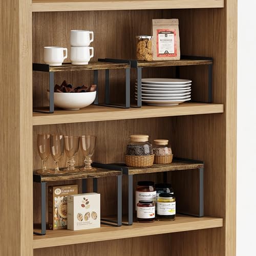 Goozii Cabinet Shelf Organizer Set of 4 Black