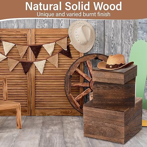 Barydat 3 Pcs Wooden Cupcake Stands Buffet Display Riser