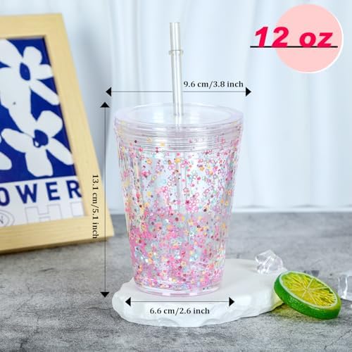12 Oz Acrylic Snowglobe Tumbler 8 Pack for Kids