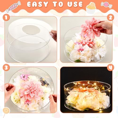 Sunnyray 2 Pcs Acrylic Cake Stands with LED String Lights