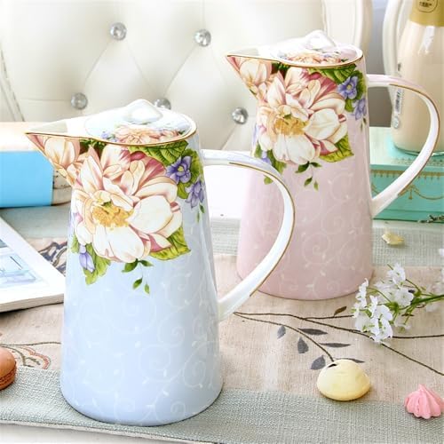1200ML Bone China Water Pitcher with Lid and Handle