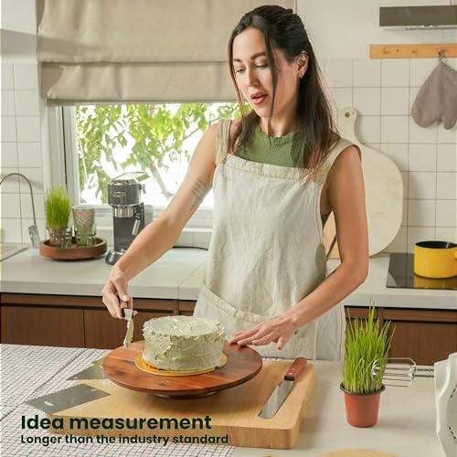 13 Inch Acacia Cake Stand Rotating with Icing Tools