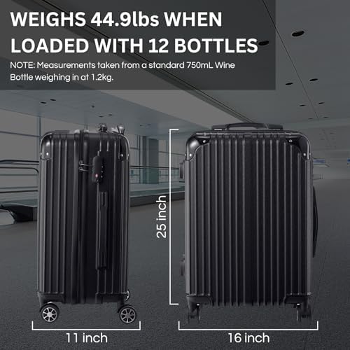 The Wine Savant 12 Bottle Wine Suitcase with 6 Expandable Travel Bags