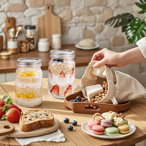 MirthMood 32 Oz Wide Mouth Mason Jars 2 Pack