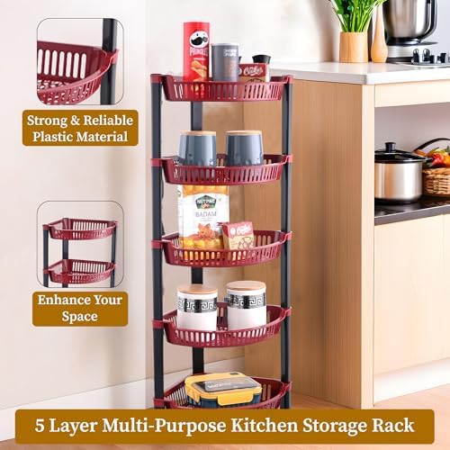 2 Pcs Folding Plastic 5 Tier Fruit Veggie Storage Stand