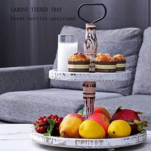 LKMANY 2 Tier Round Rustic Cupcake Stand Trays