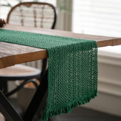 ZAIIVE Geometric Table Runner 70 Inches Emerald Green
