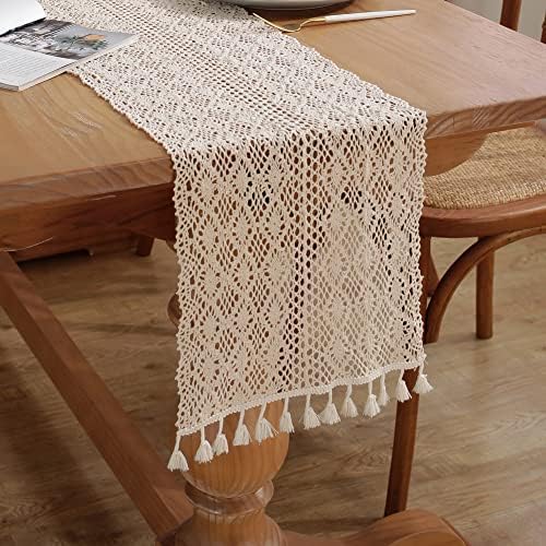 Meioro Mesh Woven Table Runner 10x78 Inches Boho Design