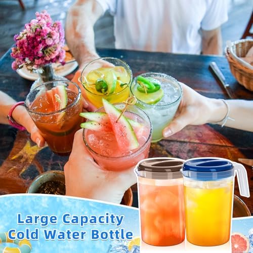 4 Pcs 1 Gallon Plastic Pitcher with Lid Blue