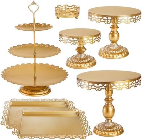 Hacaroa 7-Piece Gold Cake Stand Set