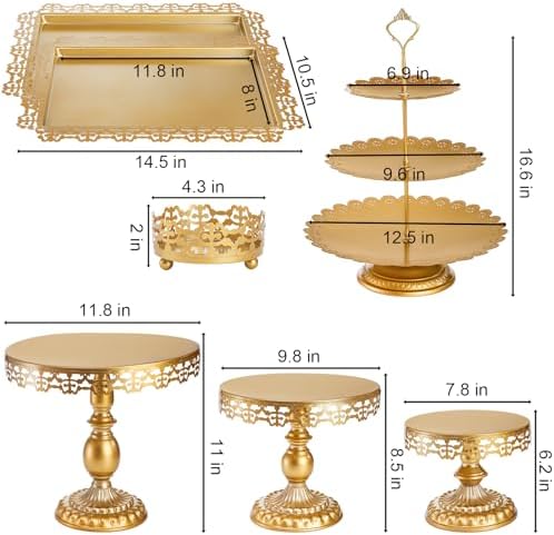 Hacaroa 7-Piece Gold Cake Stand Set