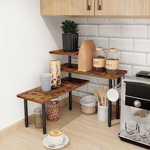 Homode 3 Tier Corner Shelf Organizer Rustic Brown