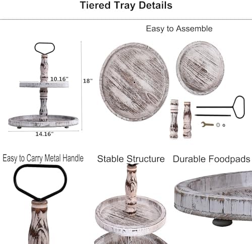 LKMANY 2 Tier Round Rustic Cupcake Stand Trays