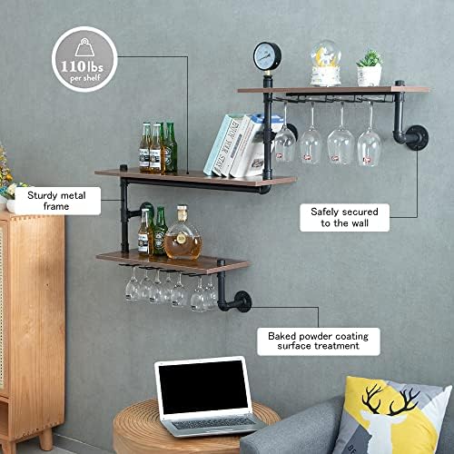 MAIKAILUN Wall Mounted Corner Wine Rack 3 Tier Black
