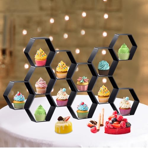 12pcs Honeycomb Cupcake Stand with Adhesive Dots Black