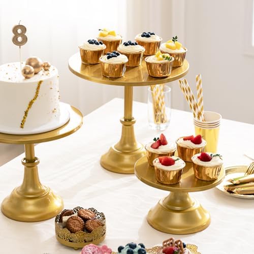 HBlife 3-Piece Gold Cake Stand Set 81012 Plates