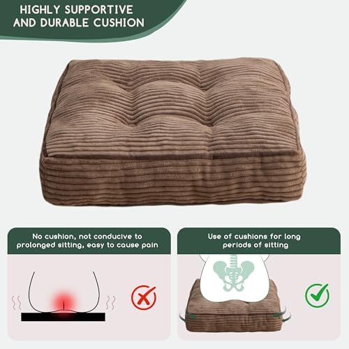 HIGOGOGO Tufted Corduroy Recliner Cushion 20x20x4