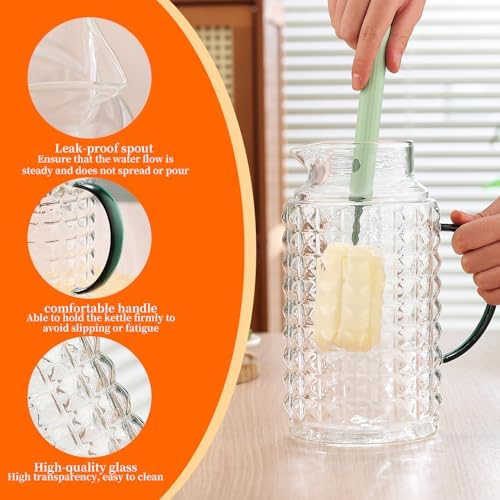 Glass Pitcher With Lid and Handle - 2 Pack 68oz 1