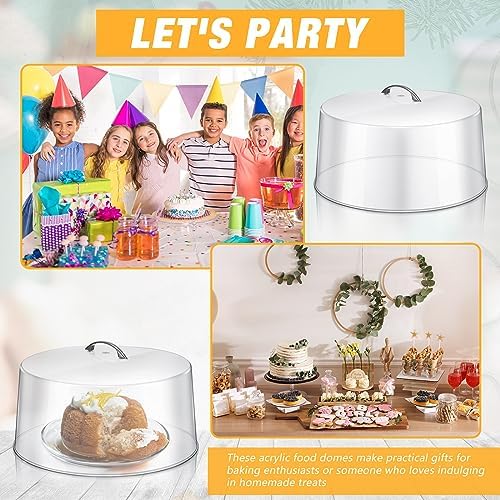 Uiifan 2 Pcs Clear Plastic Cake Cover with Metal Handle