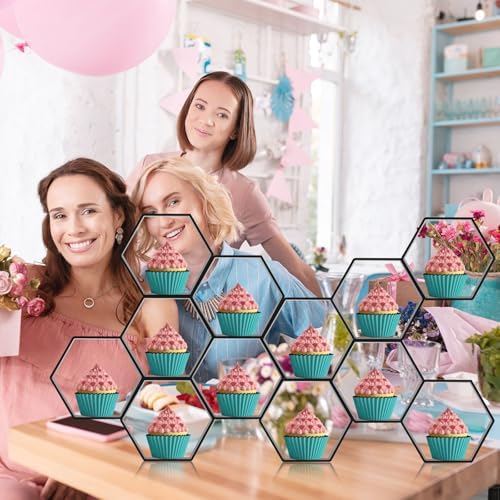 12pcs Honeycomb Cupcake Stand with Adhesive Dots Black