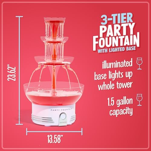 Nostalgia Countertop Retro Beverage Fountain with LED Light - 3 Tiered Tower