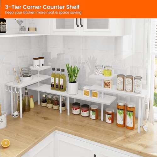 Homode 3 Tier Corner Shelf Organizer White