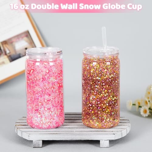 8 Pack Clear Snow Globe Tumbler DIY Kit