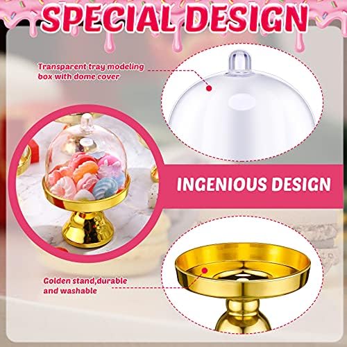 24 Piece Plastic Mini Cake Stand Set with Dome Covers