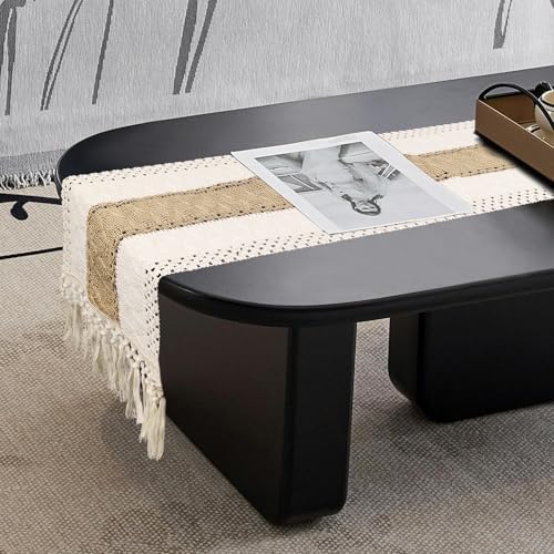 Boho Macram Table Runner - 48x12 Inch Beige