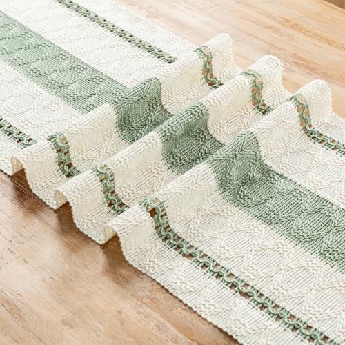 Fancy Homi Sage Green Boho Table Runner 72 Inches Long