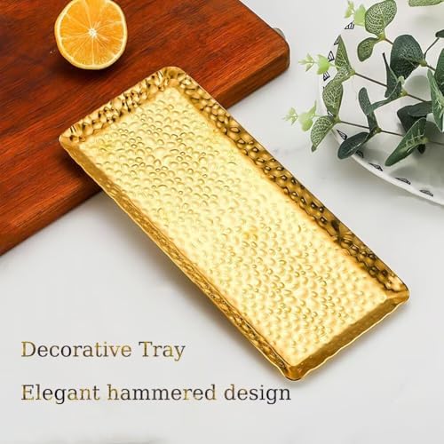 Stainless Steel Serving Tray with Hammered Design