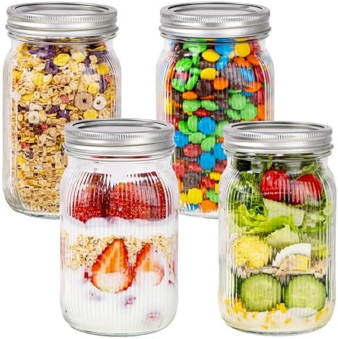 MirthMood 32 OZ Wide Mouth Mason Jars 4 Pack