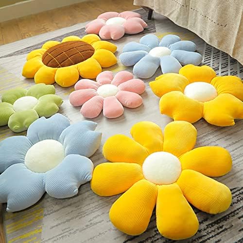 Vctops Blue Daisy Shaped Seat Pad Throw Pillow