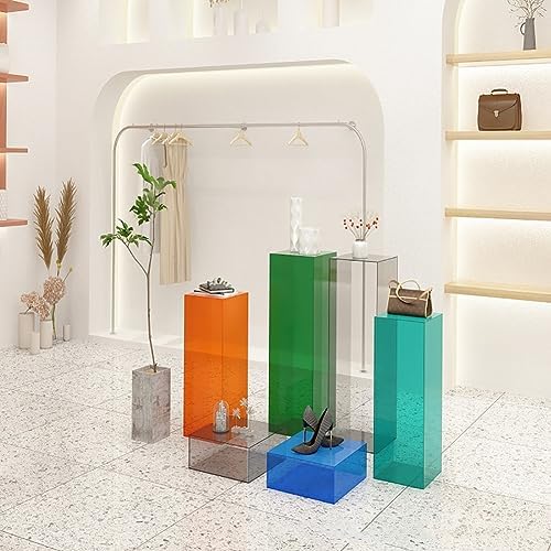 MegLob Acrylic Rectangular Cake Stand Display Pedestal for Events and Parties Blue