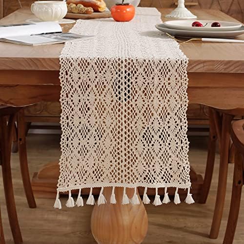Meioro Mesh Woven Table Runner 10x78 Inches Boho Design