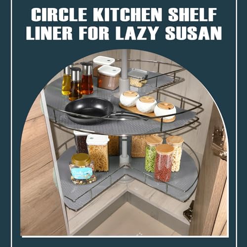 2 Pcs Lazy Susan Shelf Liner Gray Non Slip Kitchen Liner