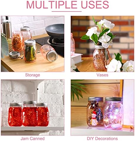 10 Pack Pink Mason Jars with Lids for Canning