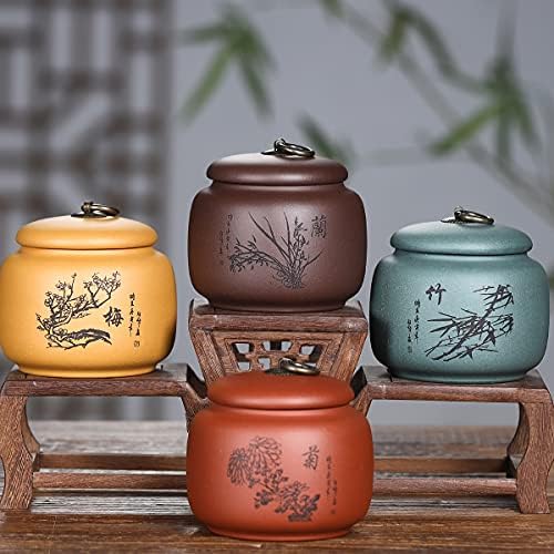 Yixing Clay Jar 175 Oz Bamboo Tea Storage Canister