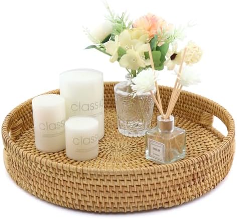 Handwoven Rattan Serving Tray with Natural Wicker Design