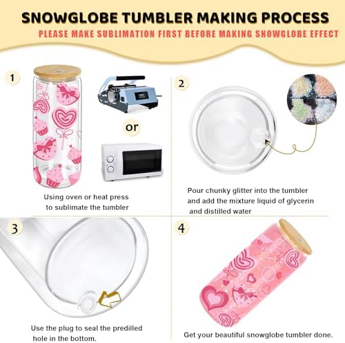 20 Oz Snow Globe Tumbler 6 Pack with Pre-Drilled Hole and Plug